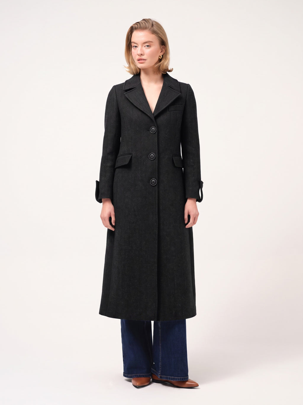 Kabát Cristina Barros - Noir Herringbone