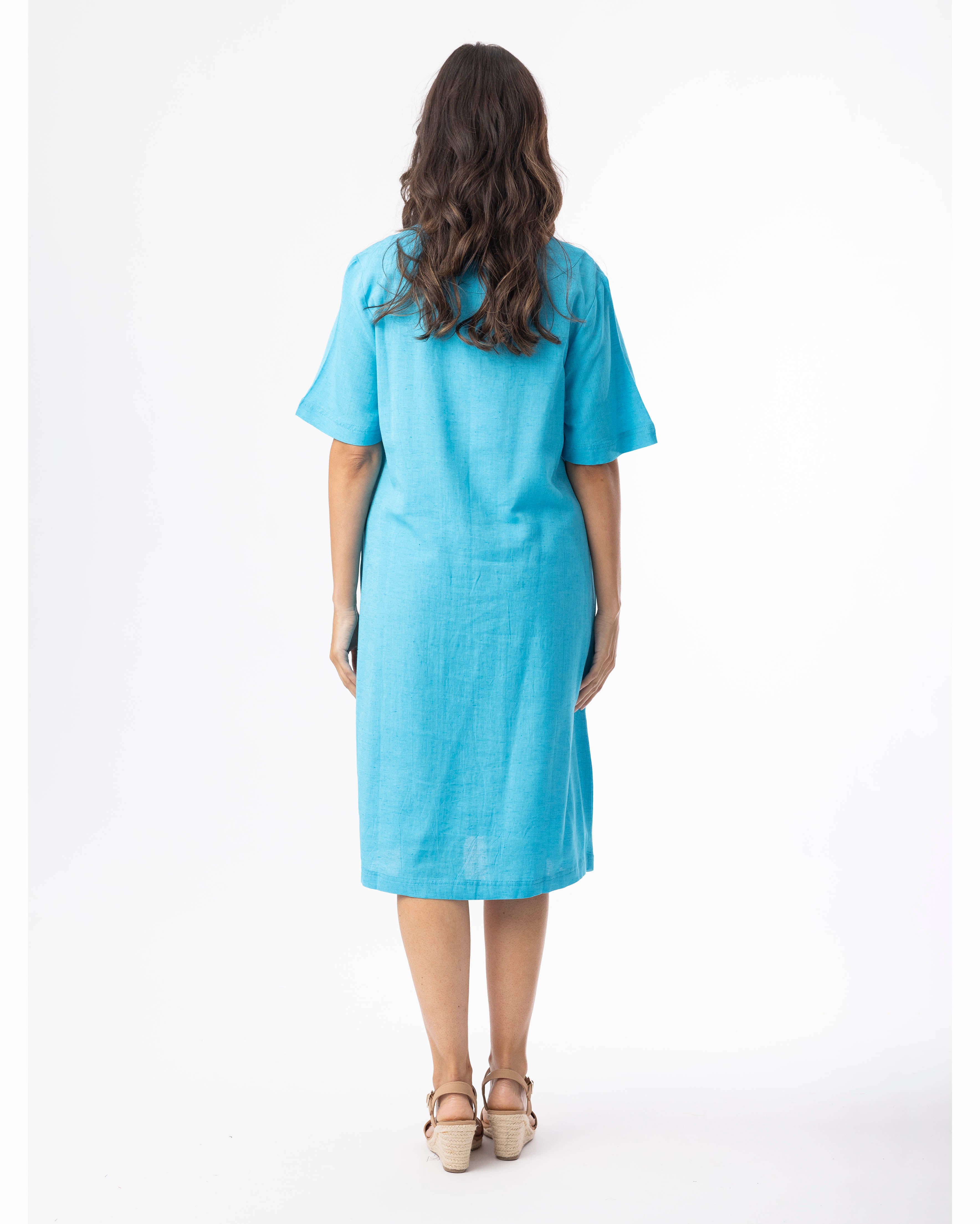Šaty Orientique – Linen Blend Aqua