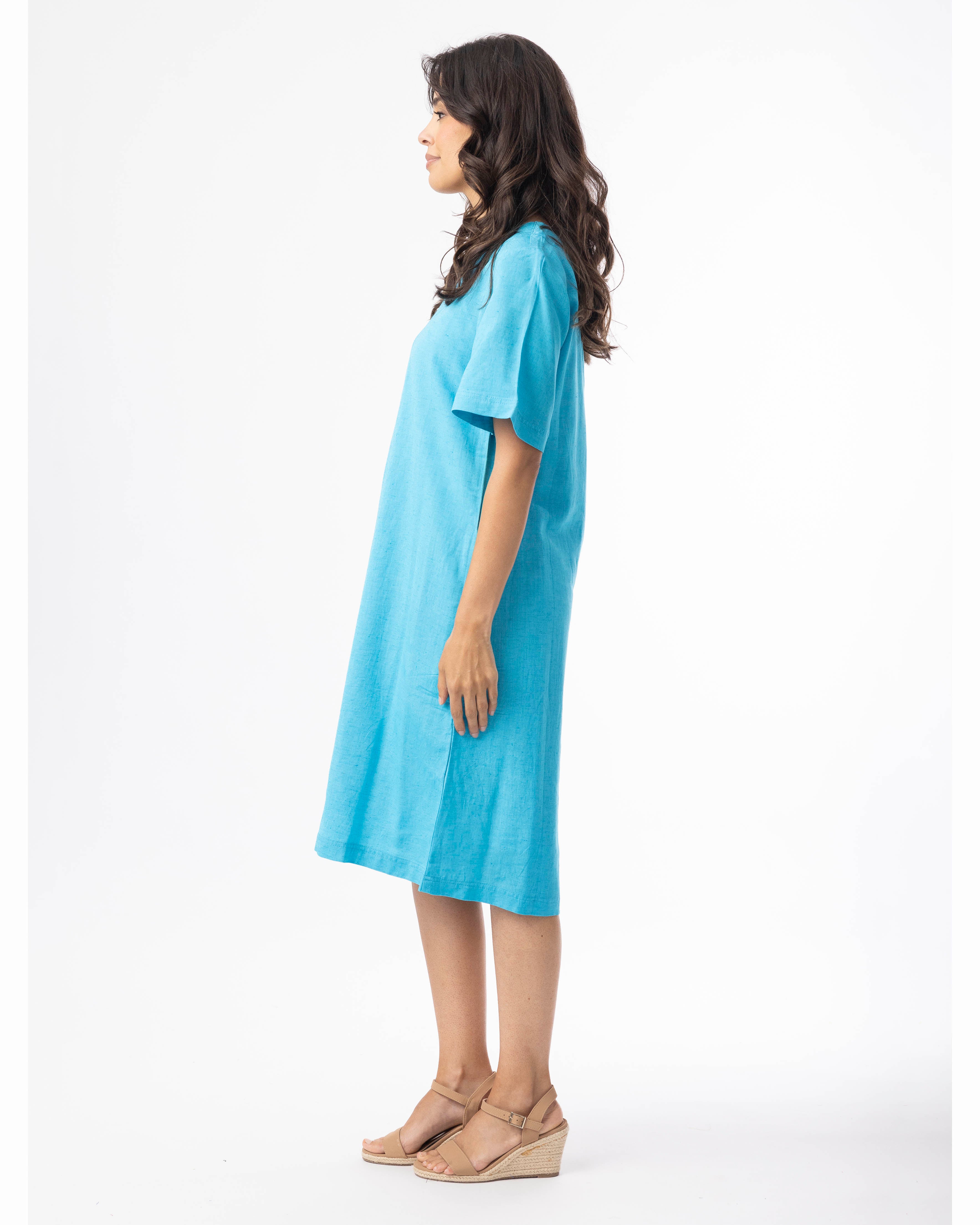 Šaty Orientique – Linen Blend Aqua