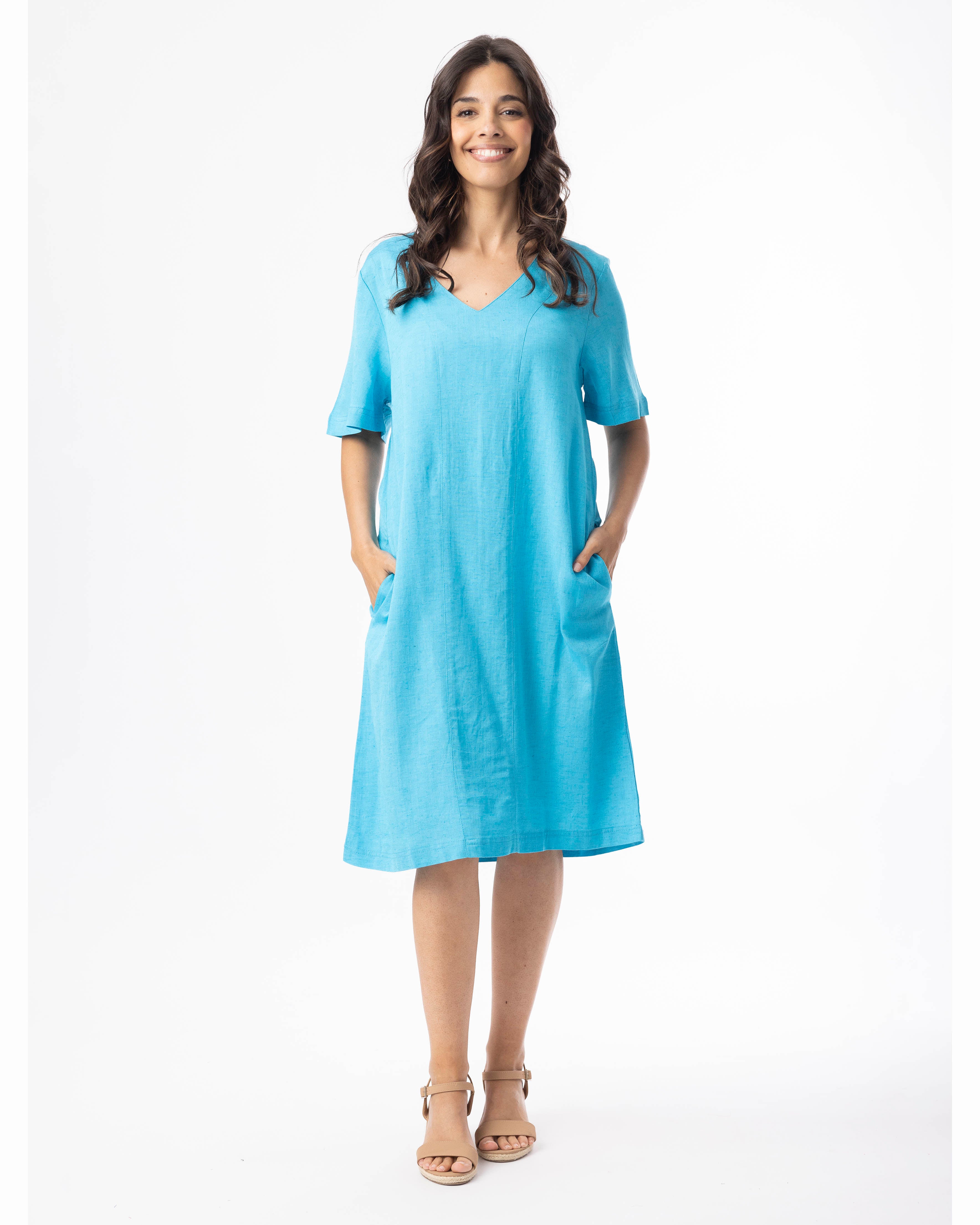 Šaty Orientique – Linen Blend Aqua
