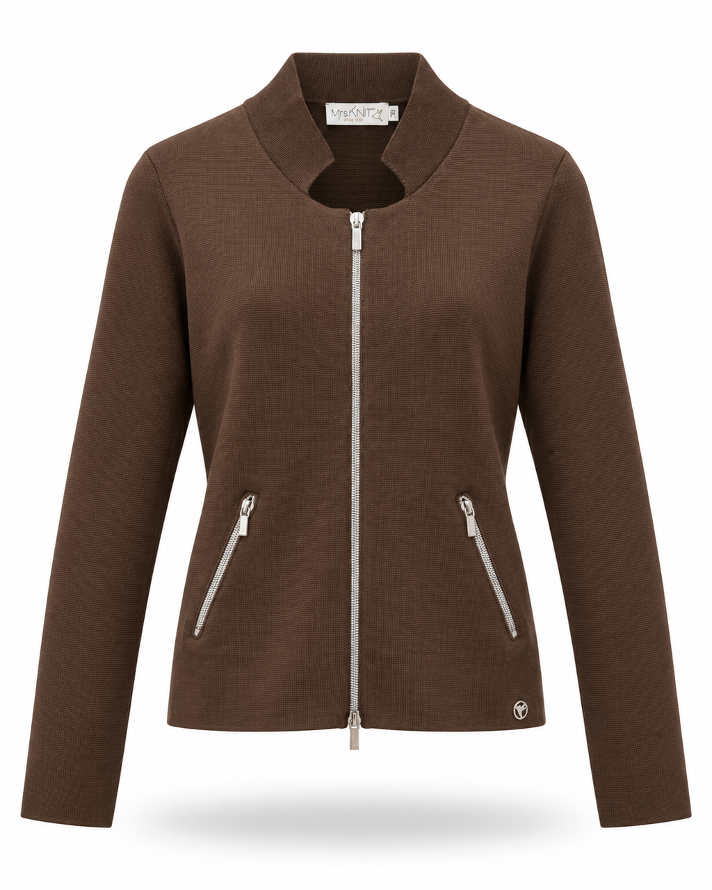 Pletená mikina Mrs. Knit - Chocolate Zip