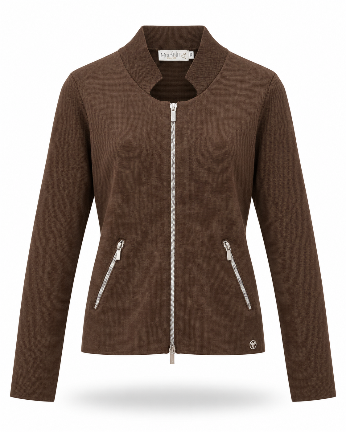 Pletená mikina Mrs. Knit - Chocolate Zip
