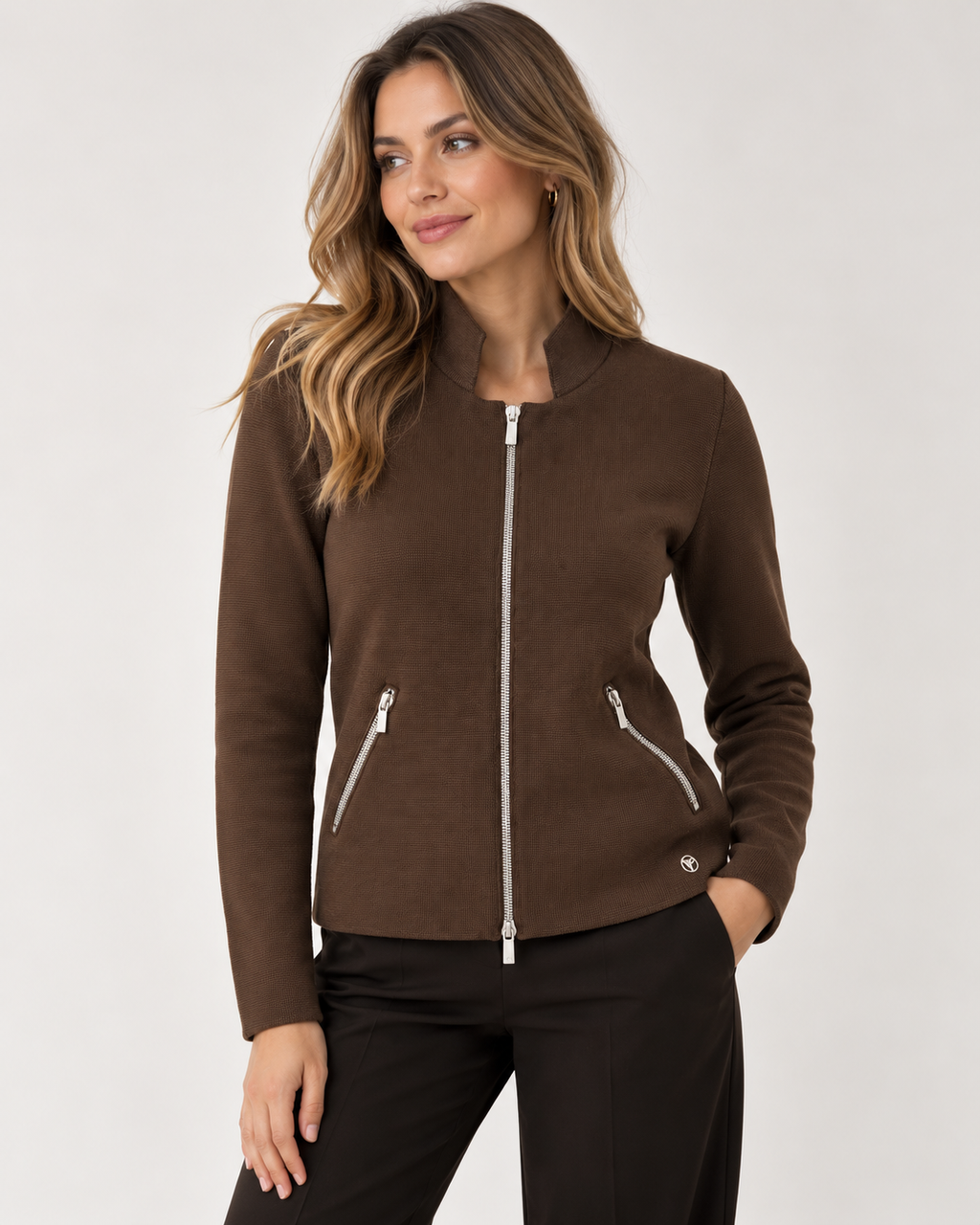 Pletená mikina Mrs. Knit - Chocolate Zip